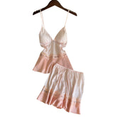 Two-Tone Lace Satin Sleepwear Pajama - FashionByTeresa